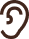 Icono de oreja estilizado sobre fondo blanco, representa escucha activa o atención auditiva — recurso gráfico sencillo para interfaces web o comunicación visual.